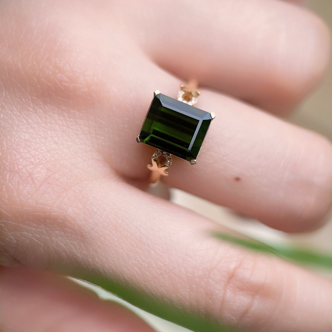 14k Gold 3.98 Ctw Natural Tourmaline & Diamond Ring - 6