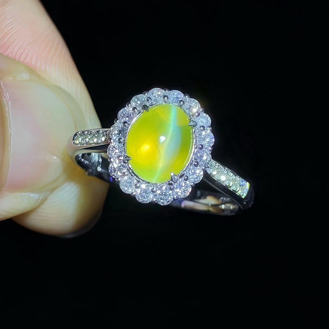 14k Gold 2.47 Ctw Natural Cat's?Eye Chrysoberyl & Diamond Ring - 2