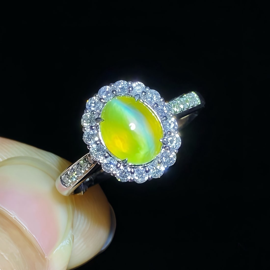 14k Gold 2.47 Ctw Natural Cat's?Eye Chrysoberyl & Diamond Ring - 3
