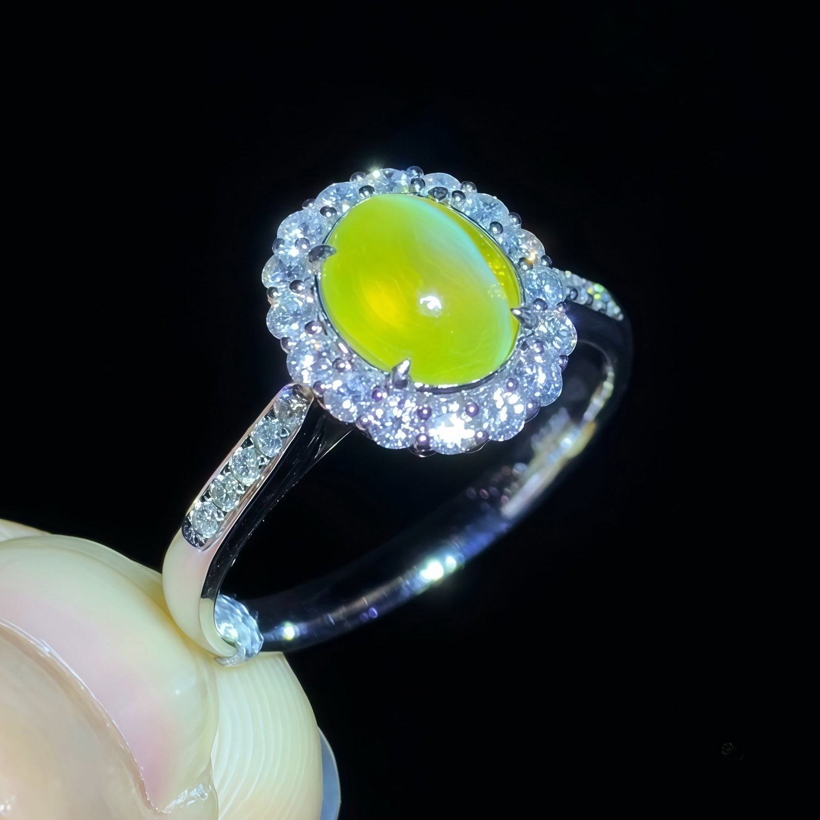 14k Gold 2.47 Ctw Natural Cat's?Eye Chrysoberyl & Diamond Ring - 4
