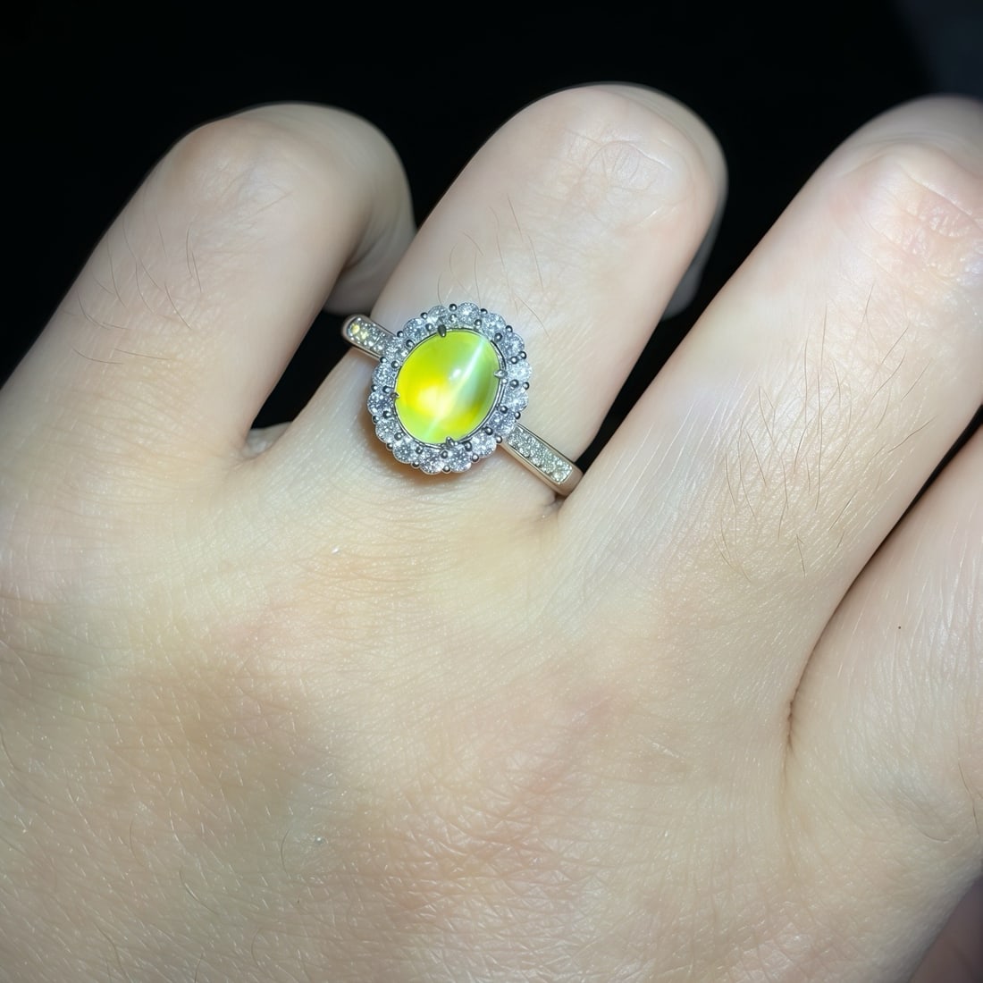 14k Gold 2.47 Ctw Natural Cat's?Eye Chrysoberyl & Diamond Ring - 5
