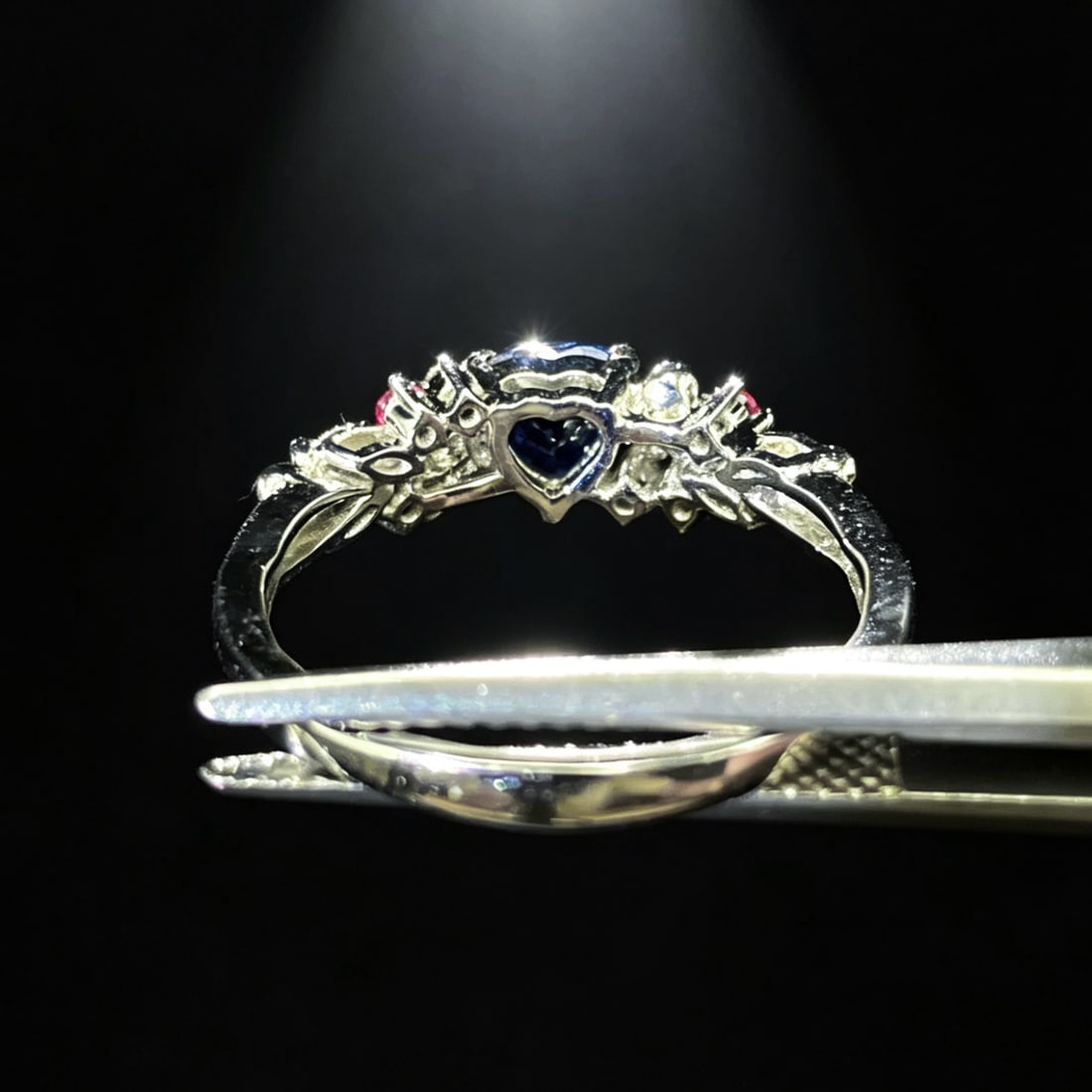 14k Gold 0.60 Ctw Natural Sapphire & Diamond Ring - 5