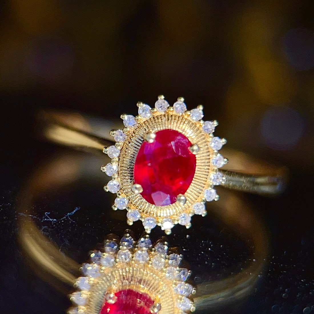 14k Gold 0.55 Ct Natural Ruby & Diamond Ring - 2