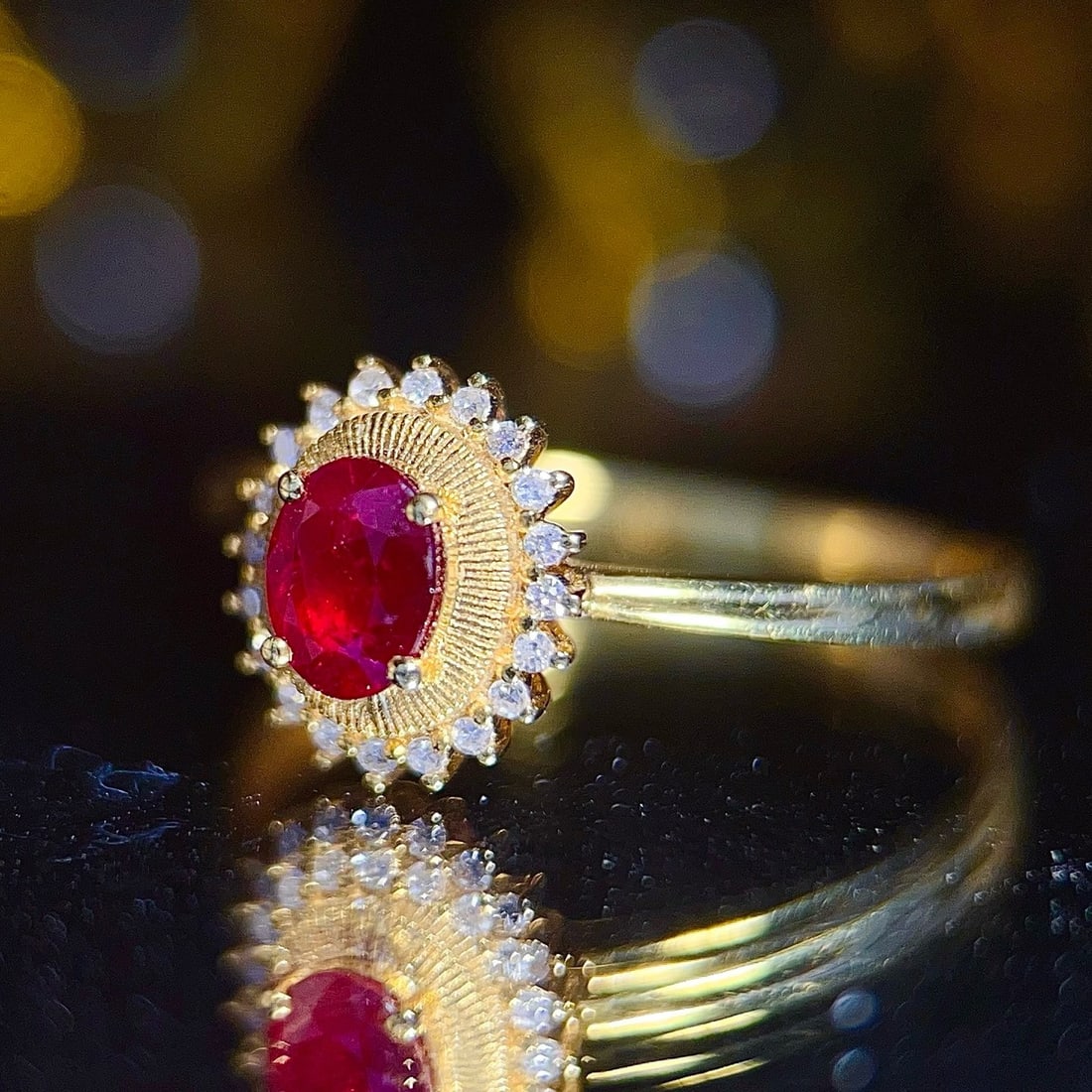 14k Gold 0.55 Ct Natural Ruby & Diamond Ring - 3