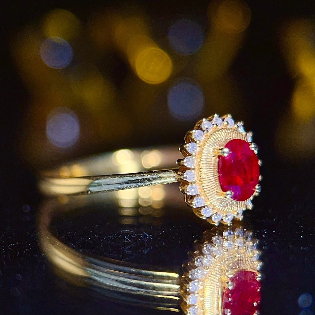 14k Gold 0.55 Ct Natural Ruby & Diamond Ring - 4