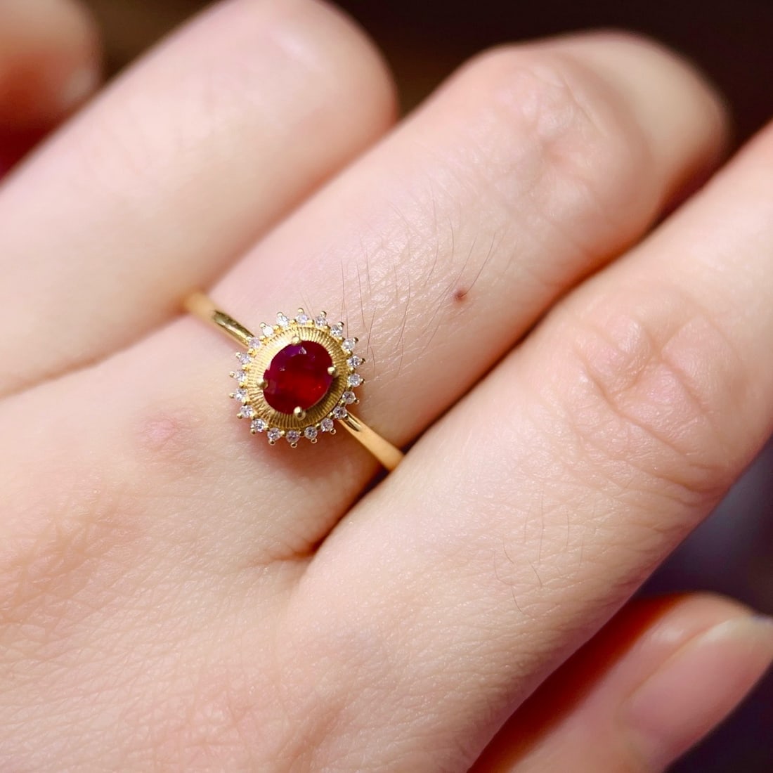 14k Gold 0.55 Ct Natural Ruby & Diamond Ring - 5