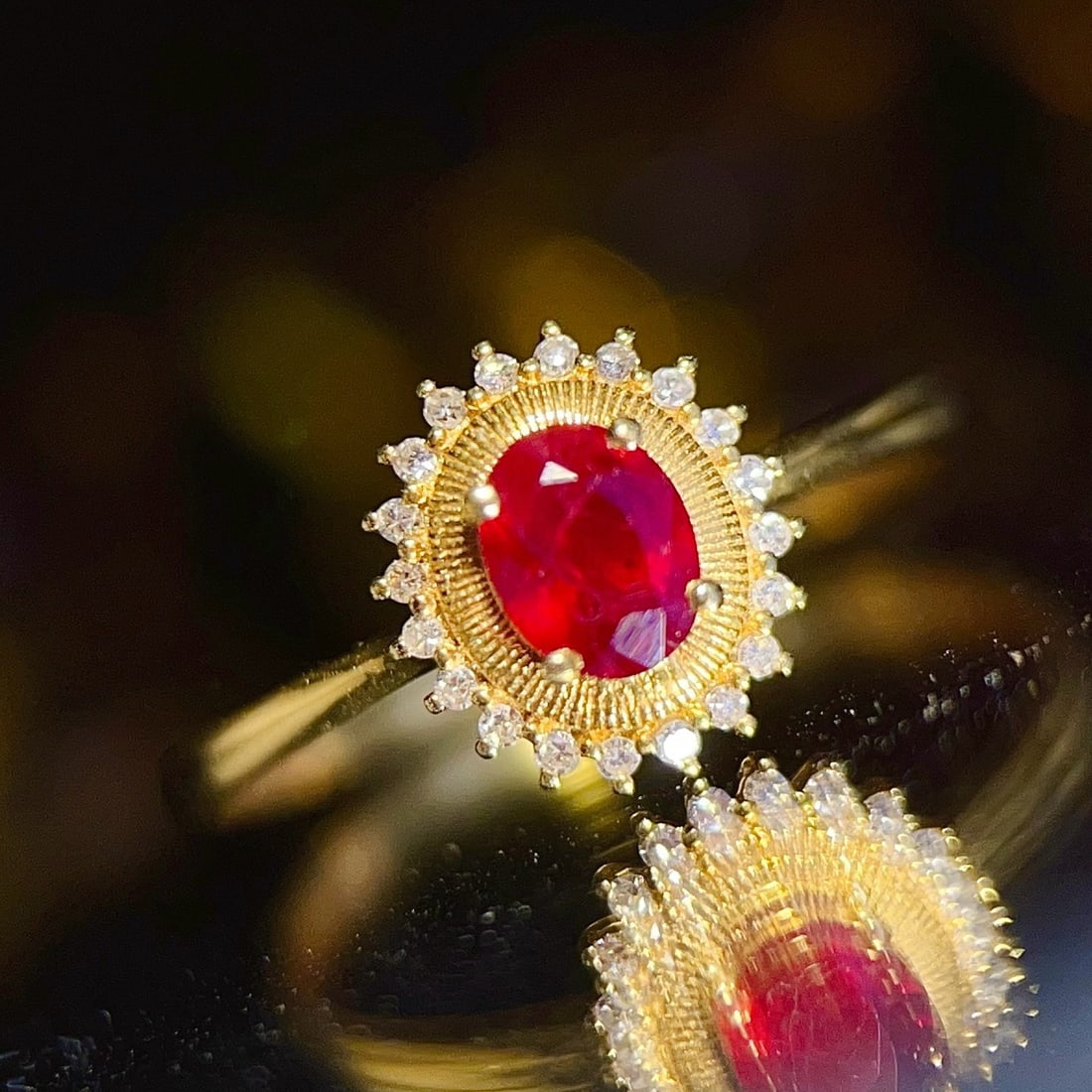 14k Gold 0.55 Ct Natural Ruby & Diamond Ring - 6