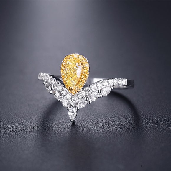 14k Gold 0.71 Ctw Natural Yellow Diamond & Diamond Ring - 3