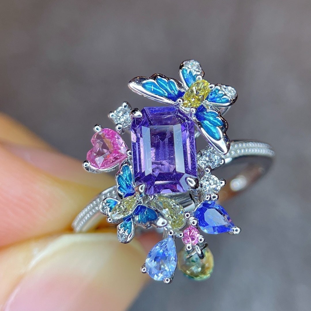 14k Gold 1.66 Ctw Natural Sapphire & Diamond Ring/pendant( Without Chain ) - 2