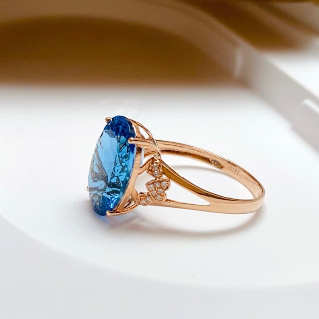 14k Gold 6.80 Ct Natural Topaz & Diamond Ring - 6
