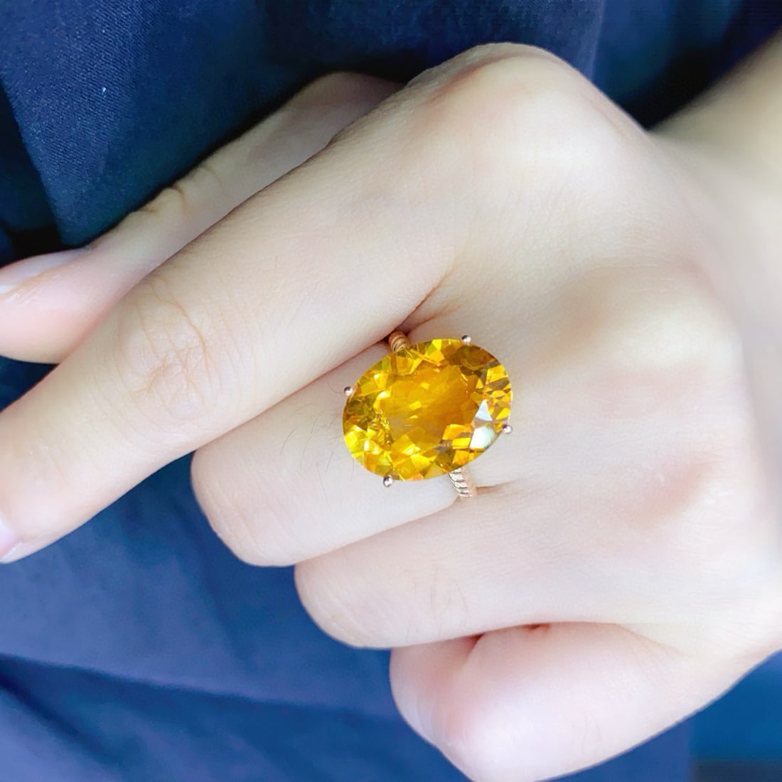 14k Gold 7.65 Ct Natural Citrine Ring - 3