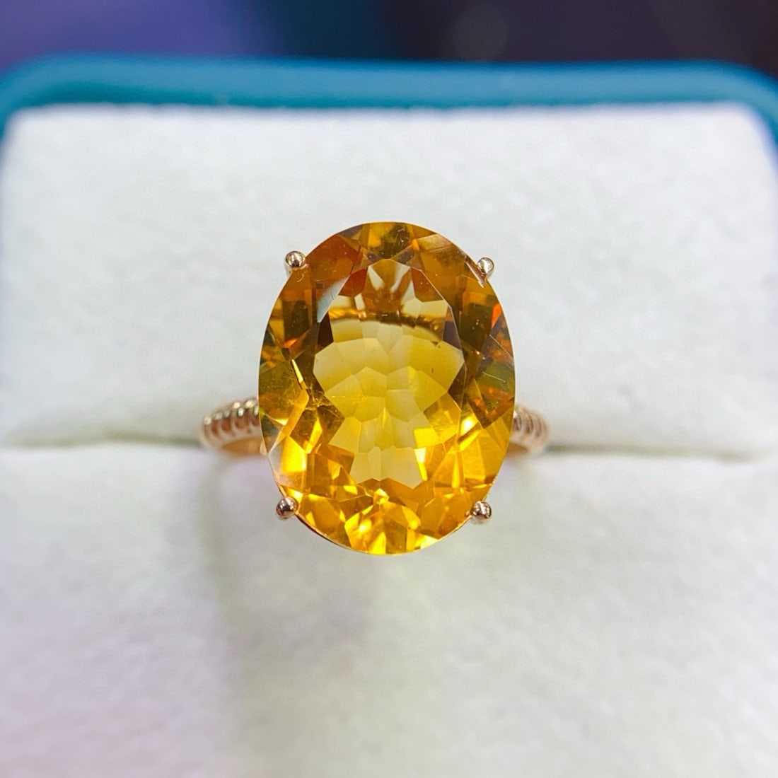 14k Gold 7.65 Ct Natural Citrine Ring - 4