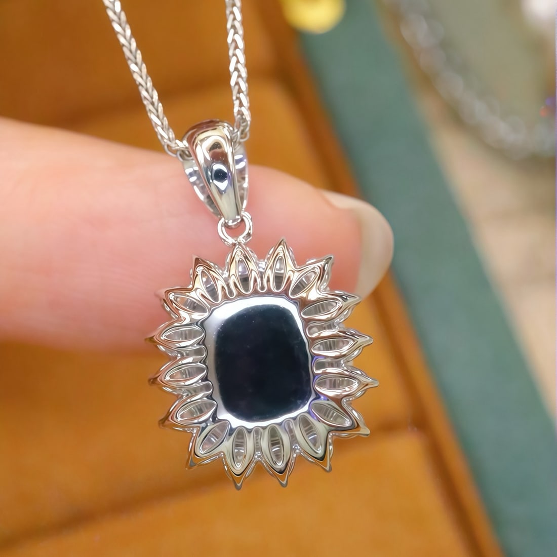 14k Gold 2.44 Ctw Natural Sapphire & Diamond Pendant( Without Chain ) - 4