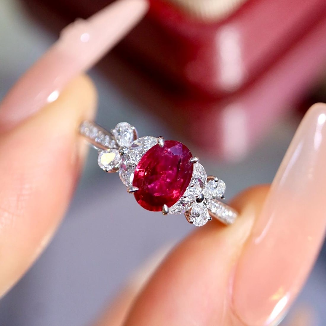 14k Gold 1.21 Ctw Natural Ruby & Diamond Ring: Ref:231184449 // gold content:14k gold // ring size:7. 25us // // main gemstone:ruby // shape:oval // carat weight:0. 84ct // color:red // treatment:natural // // adjacent gemstone 2 : diamond //