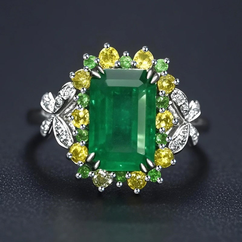 14k Gold 2.96 Ctw Natural Emerald & Sapphire Ring (1 of 6)