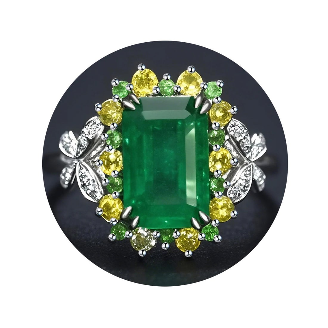 14k Gold 2.96 Ctw Natural Emerald & Sapphire Ring - 2