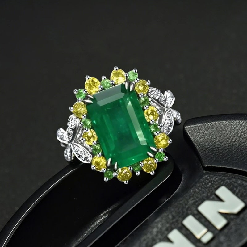 14k Gold 2.96 Ctw Natural Emerald & Sapphire Ring - 3