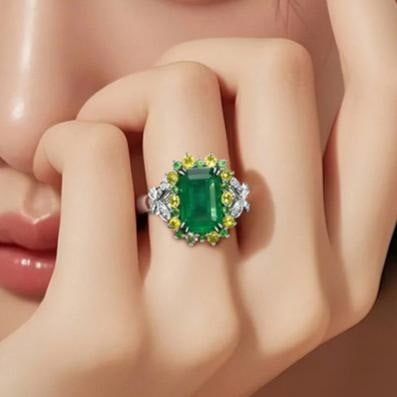 14k Gold 2.96 Ctw Natural Emerald & Sapphire Ring - 5