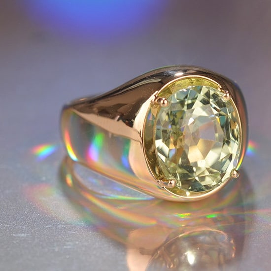 14k Gold 5.65 Ct Natural Tourmaline & Solitaire Ring - 2