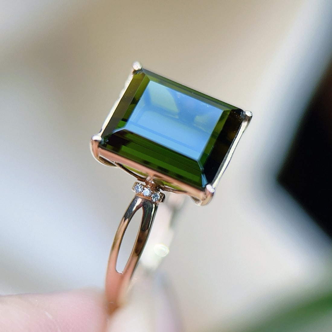14k Gold 4.32 Ctw Natural Tourmaline & Diamond Ring - 5