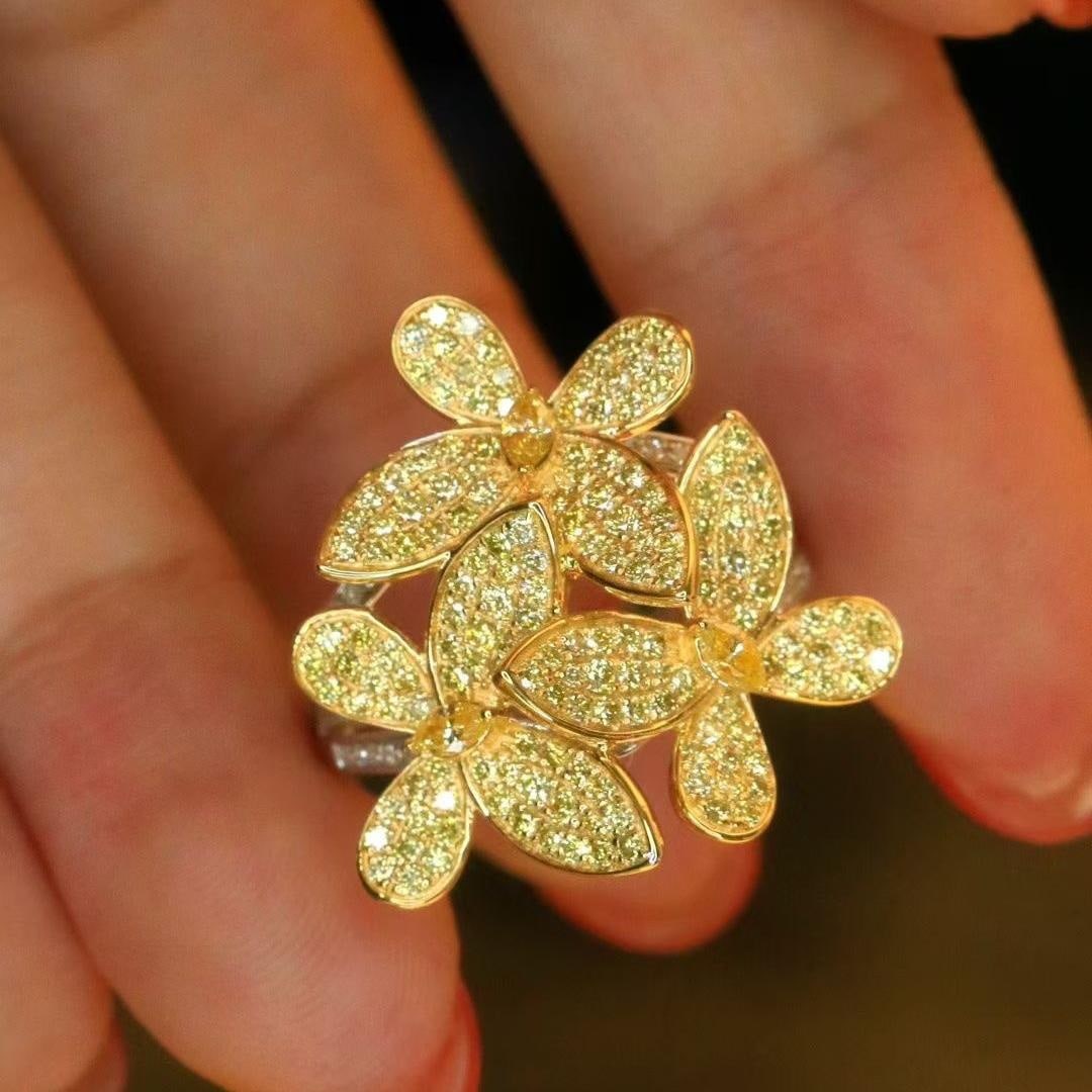 14k Gold 1.2 Ct Natural Yellow Diamond & Butterfly Ring: Ref:231185030 // gold content:14k gold // ring size:7. 25us // // main gemstone:yellow diamond // shape:multiple // carat weight:1. 2ct // clarity grade:vs-si // color:yellow // treatment:natural //