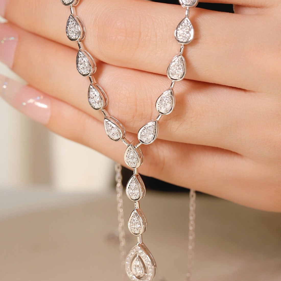 14k Gold 0.80 Ct Natural H Diamond Necklace - 2