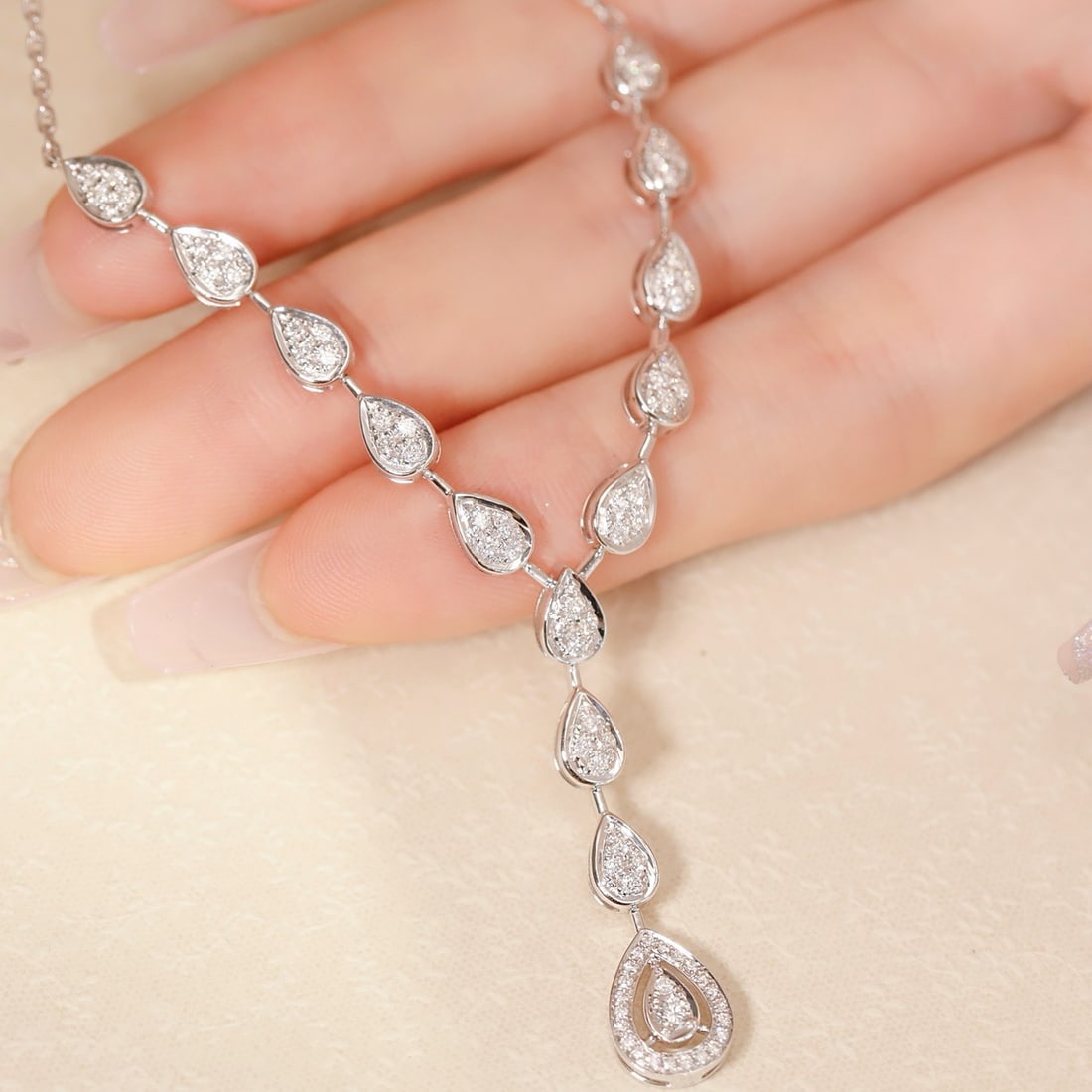 14k Gold 0.80 Ct Natural H Diamond Necklace - 6