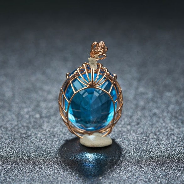 14k Gold 24.72 Ct Natural Topaz & Diamond Pendant( Without Chain ) - 5