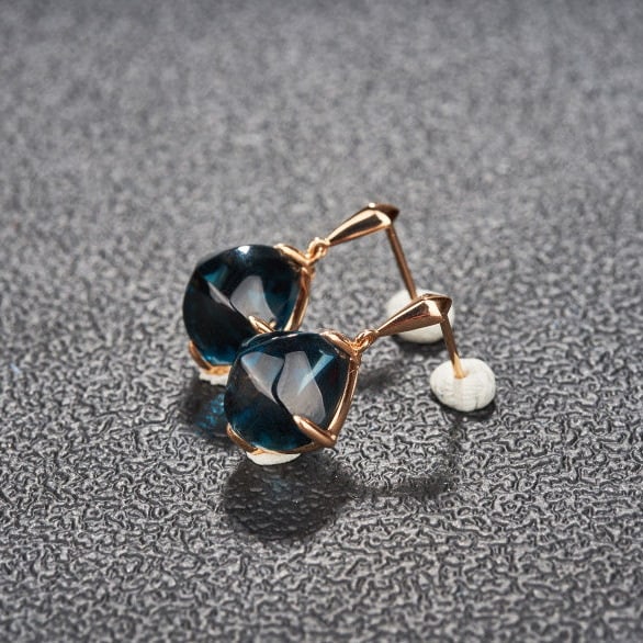 14k Gold 15.00 Ct Natural Topaz Earrings - 3