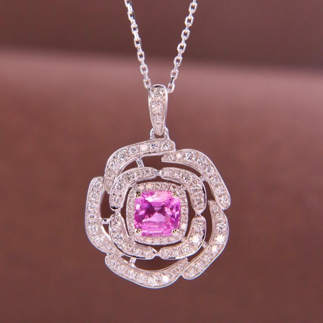 14k Gold 1.46 Ctw Natural Sapphire & Diamond Pendant( Without Chain ): Ref:231185045 // gold content:14k gold // main gemstone:sapphire // shape:octagonal // carat weight:1. 02ct // color:pink // treatment:natural // // adjacent gemstone 2 : diamond // shape:round //