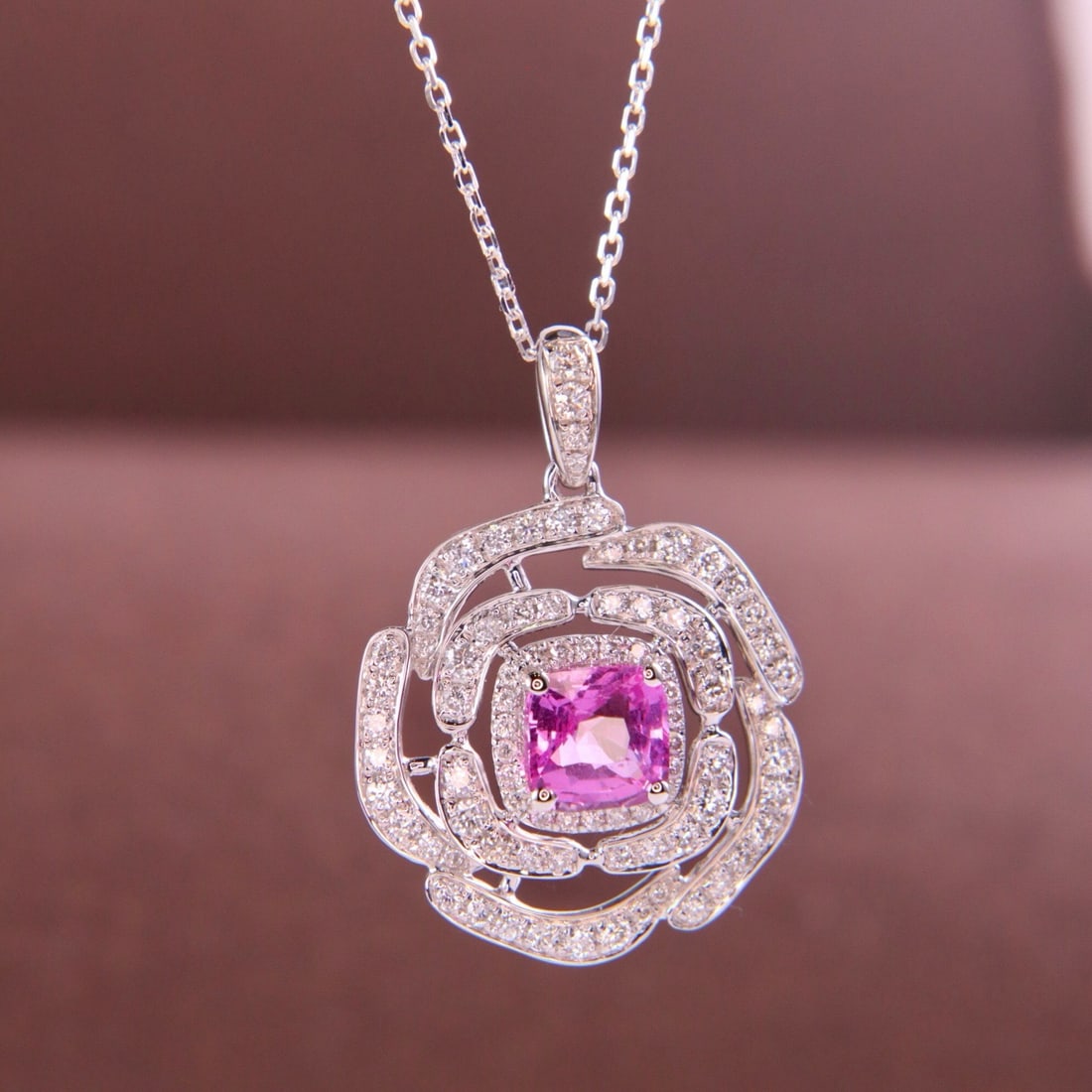 14k Gold 1.46 Ctw Natural Sapphire & Diamond Pendant( Without Chain ) - 2