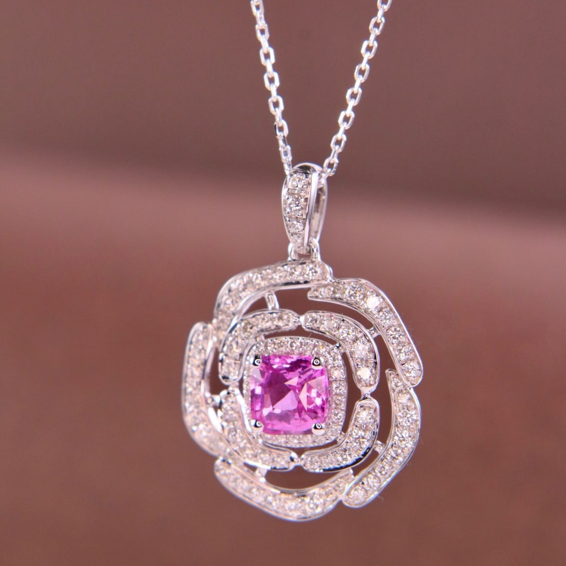 14k Gold 1.46 Ctw Natural Sapphire & Diamond Pendant( Without Chain ) - 3