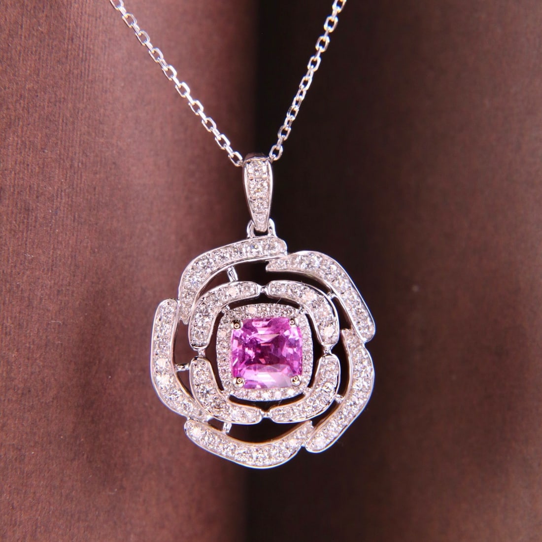 14k Gold 1.46 Ctw Natural Sapphire & Diamond Pendant( Without Chain ) - 4