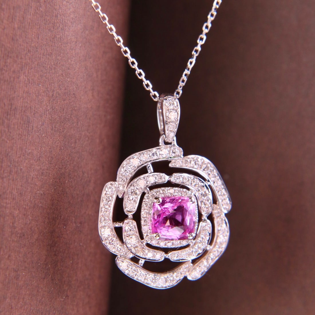 14k Gold 1.46 Ctw Natural Sapphire & Diamond Pendant( Without Chain ) - 5