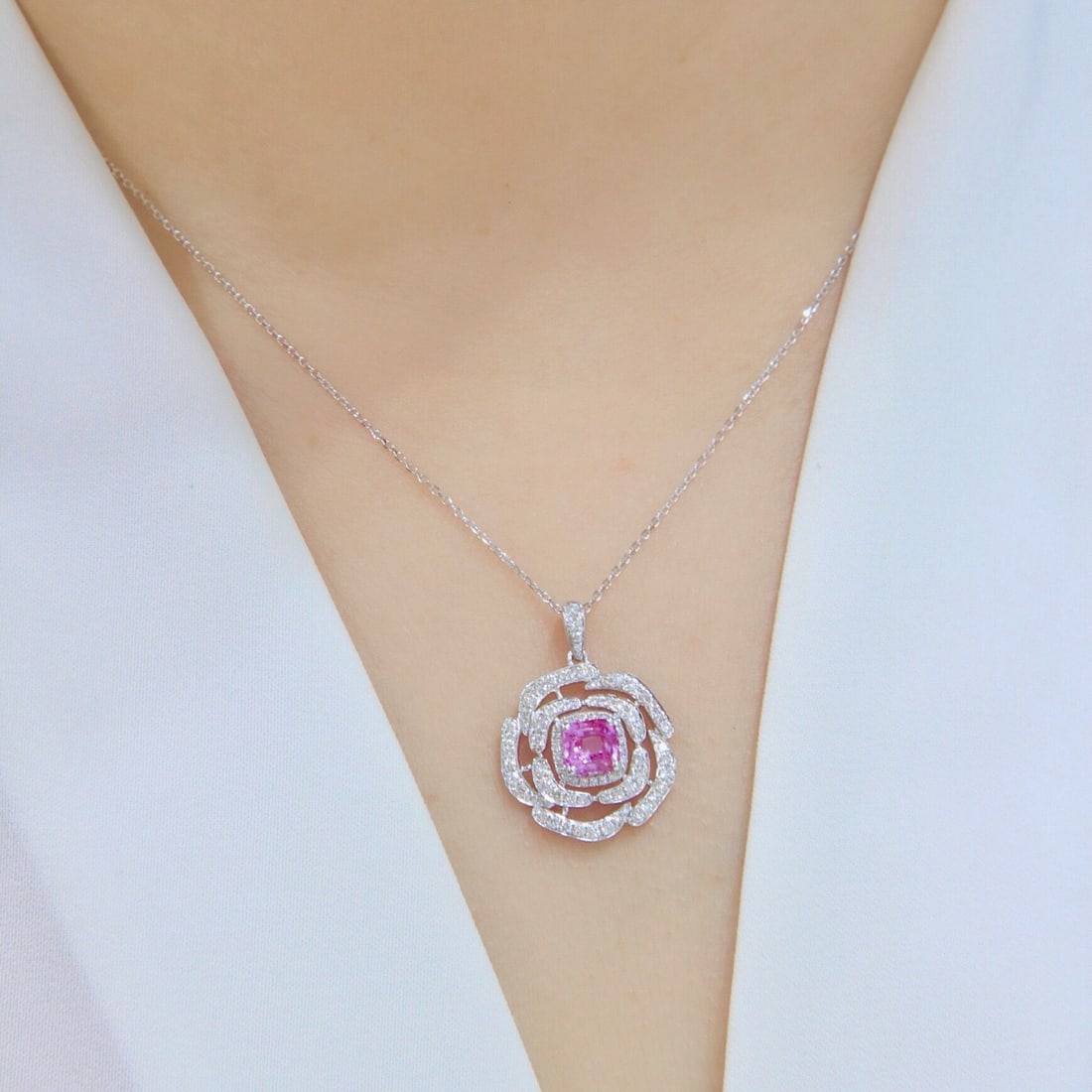 14k Gold 1.46 Ctw Natural Sapphire & Diamond Pendant( Without Chain ) - 8