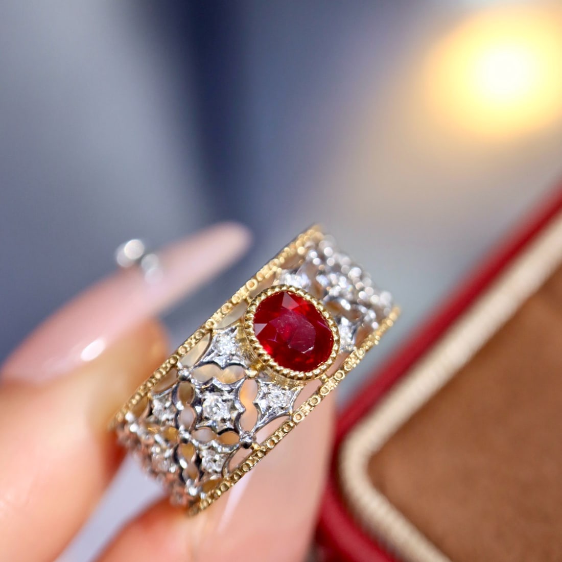14k Gold 1.16 Ctw Natural Ruby & Diamond Ring - 2