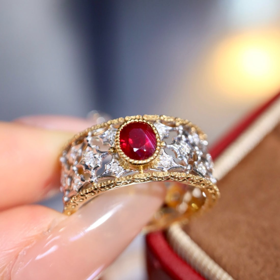 14k Gold 1.16 Ctw Natural Ruby & Diamond Ring - 3