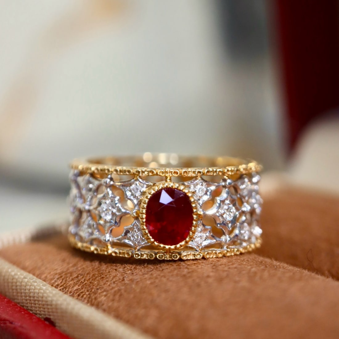 14k Gold 1.16 Ctw Natural Ruby & Diamond Ring - 4