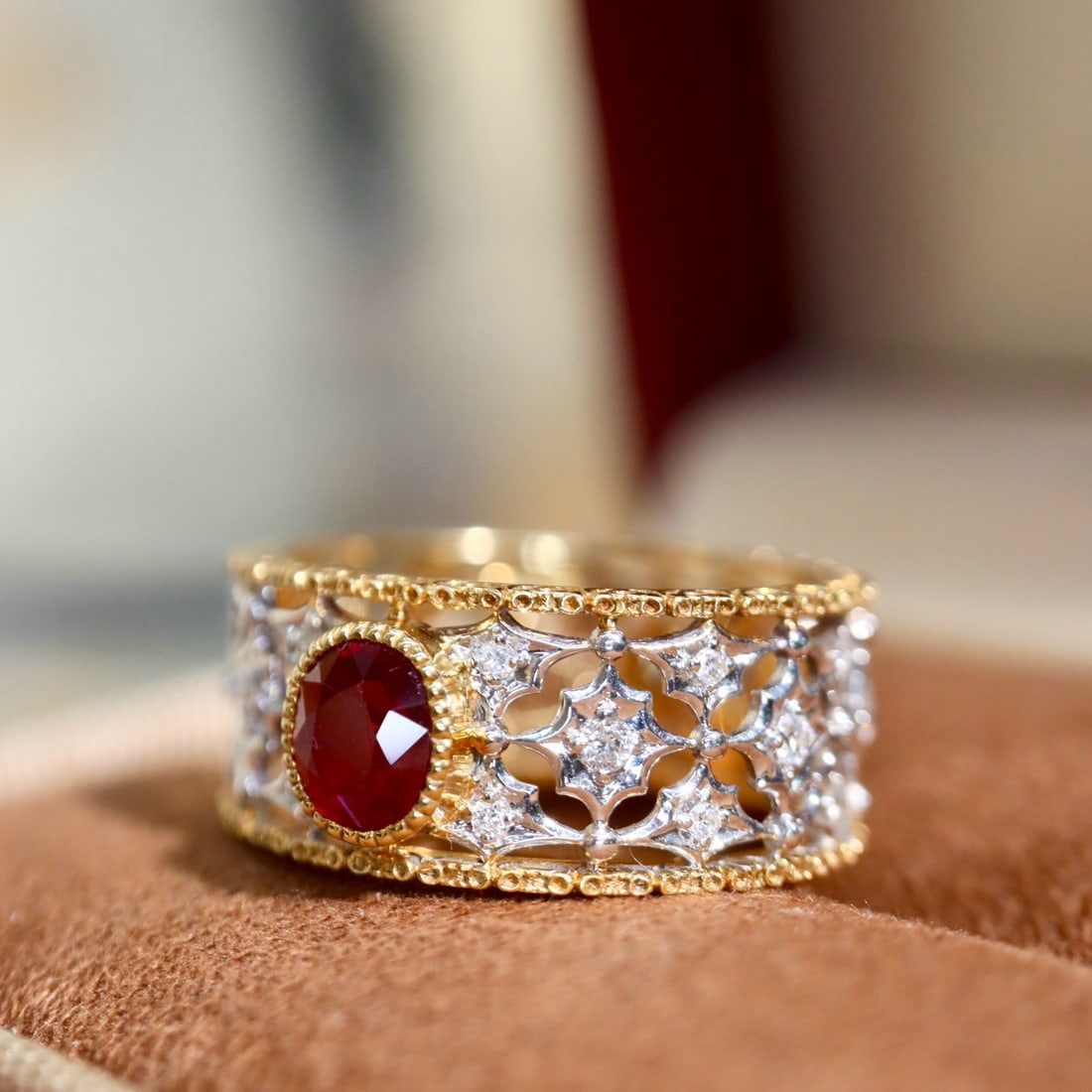 14k Gold 1.16 Ctw Natural Ruby & Diamond Ring - 6