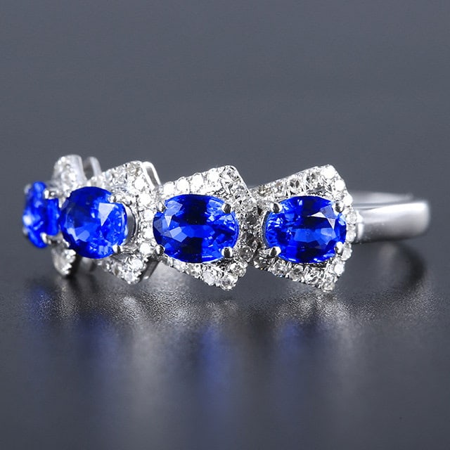 14k Gold 1.58 Ctw Natural Sapphire & Diamond Ring - 2