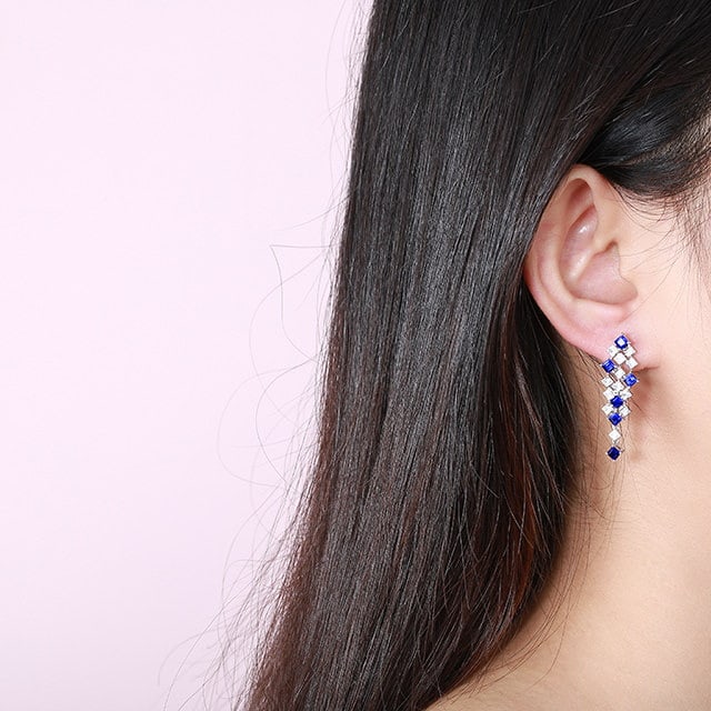 14k Gold 3.37 Ctw Natural Sapphire & Sapphire Earrings - 5
