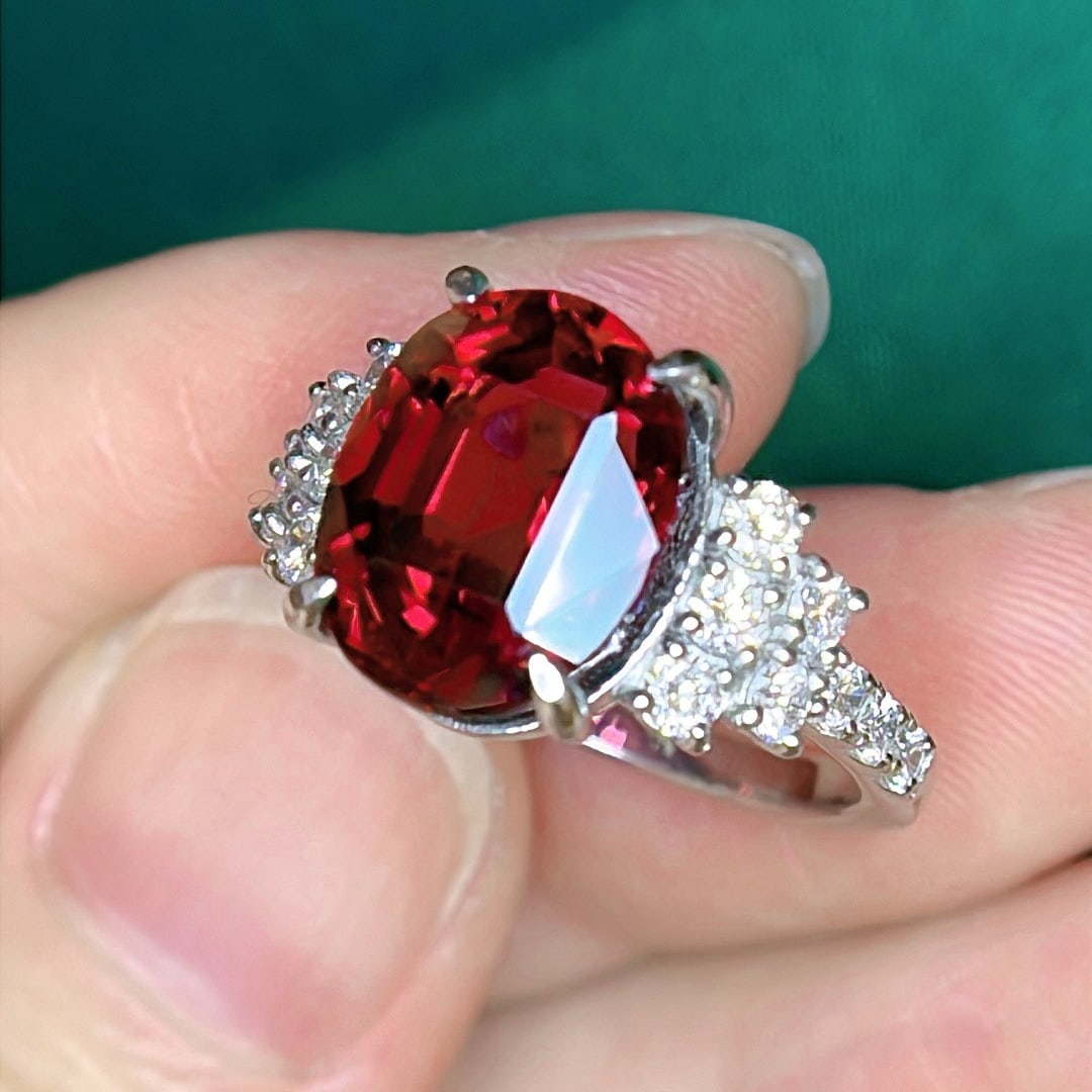 14k Gold 8.74 Ctw Natural Tourmaline & Diamond Ring - 2