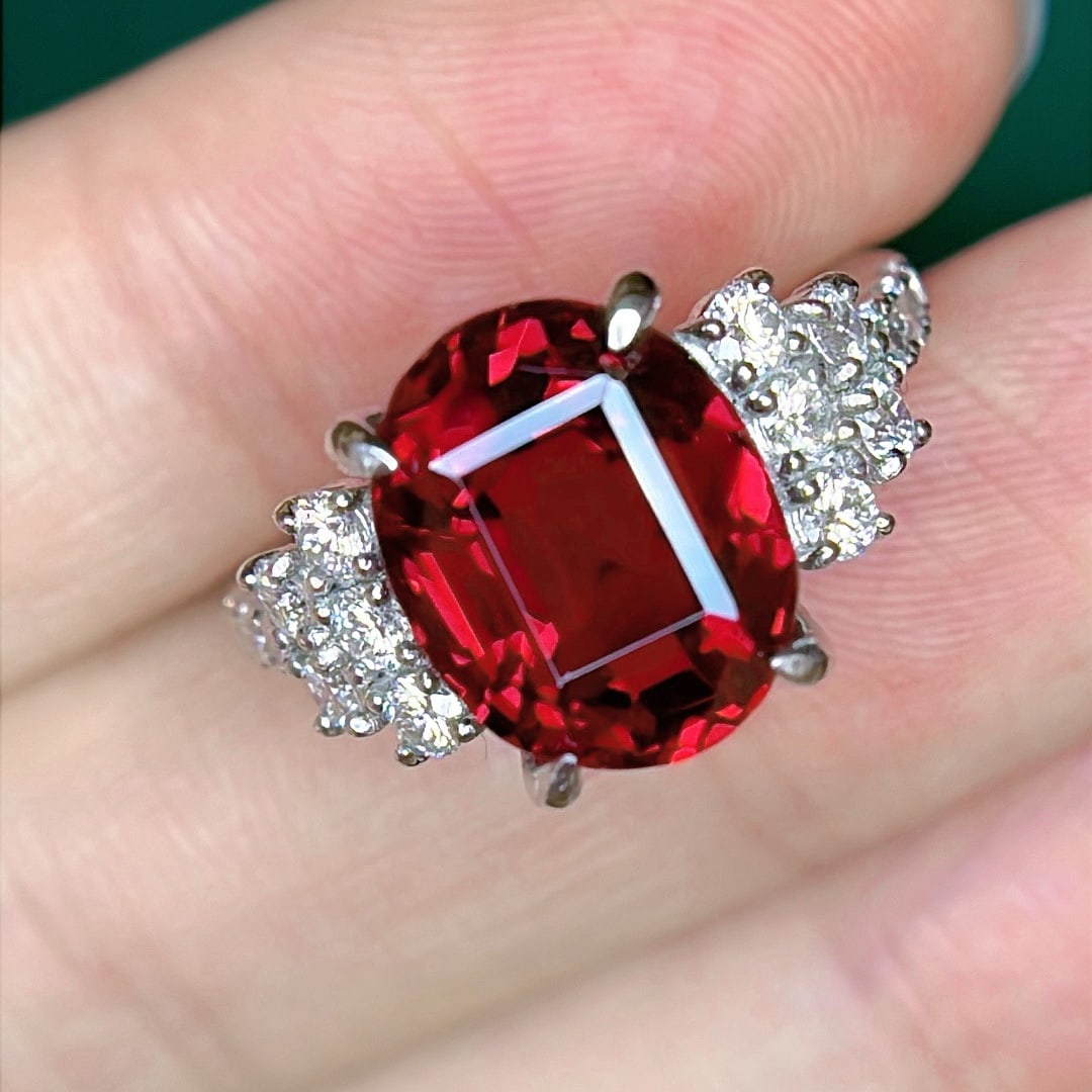 14k Gold 8.74 Ctw Natural Tourmaline & Diamond Ring - 6