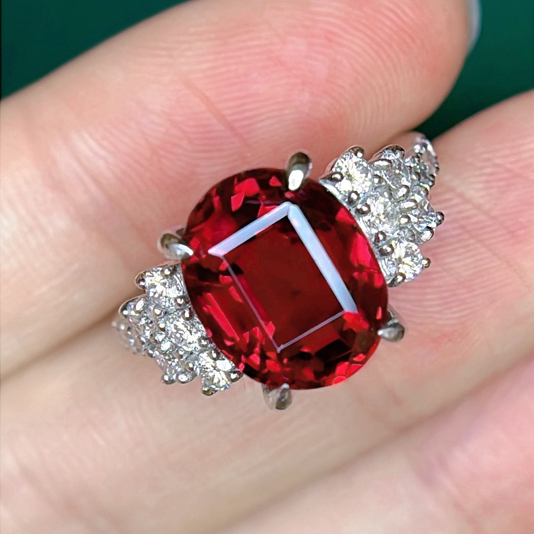 14k Gold 8.74 Ctw Natural Tourmaline & Diamond Ring - 7