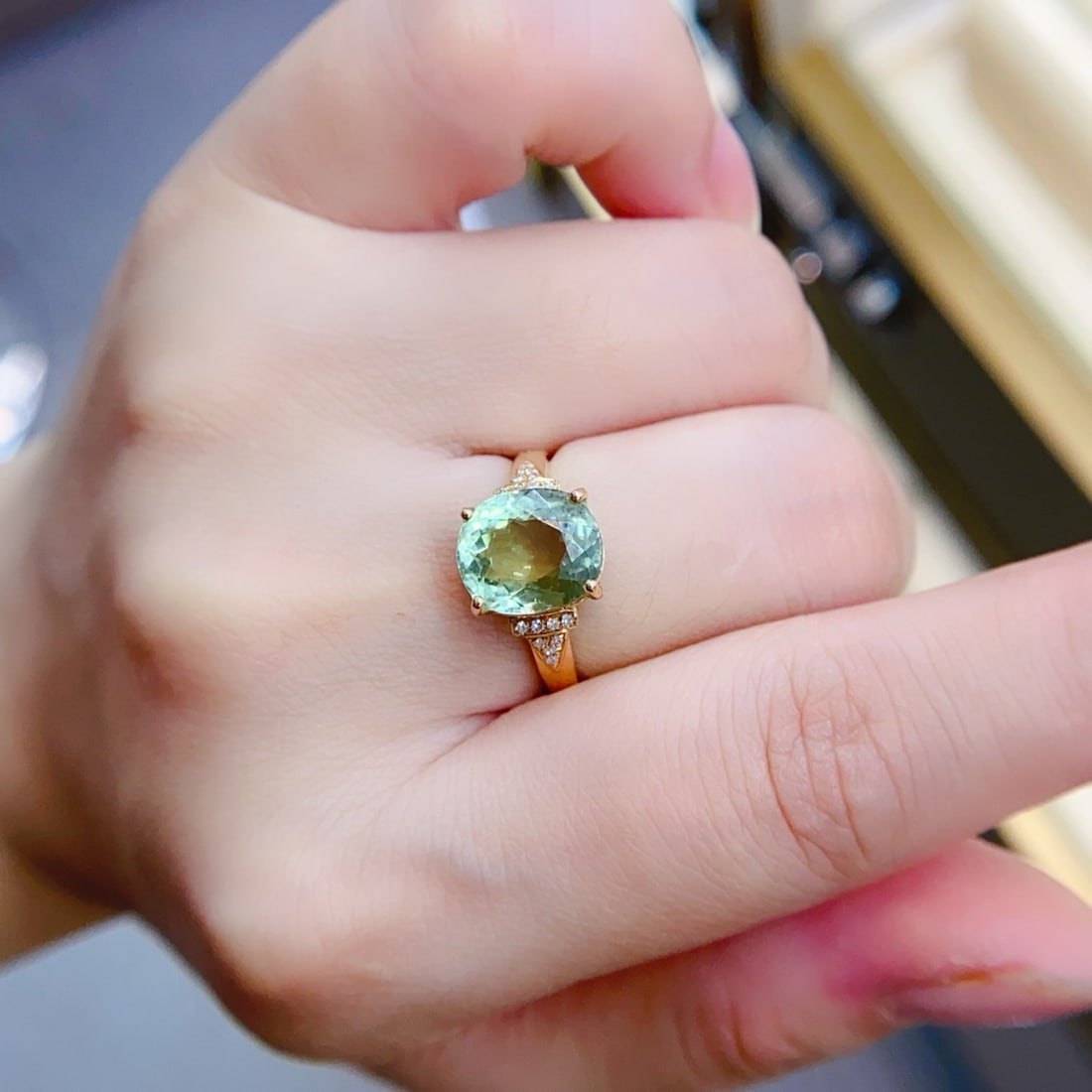 14k Gold 4.3 Ct Natural Tourmaline & Diamond Ring - 2