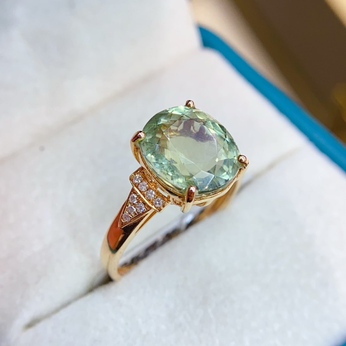 14k Gold 4.3 Ct Natural Tourmaline & Diamond Ring - 4