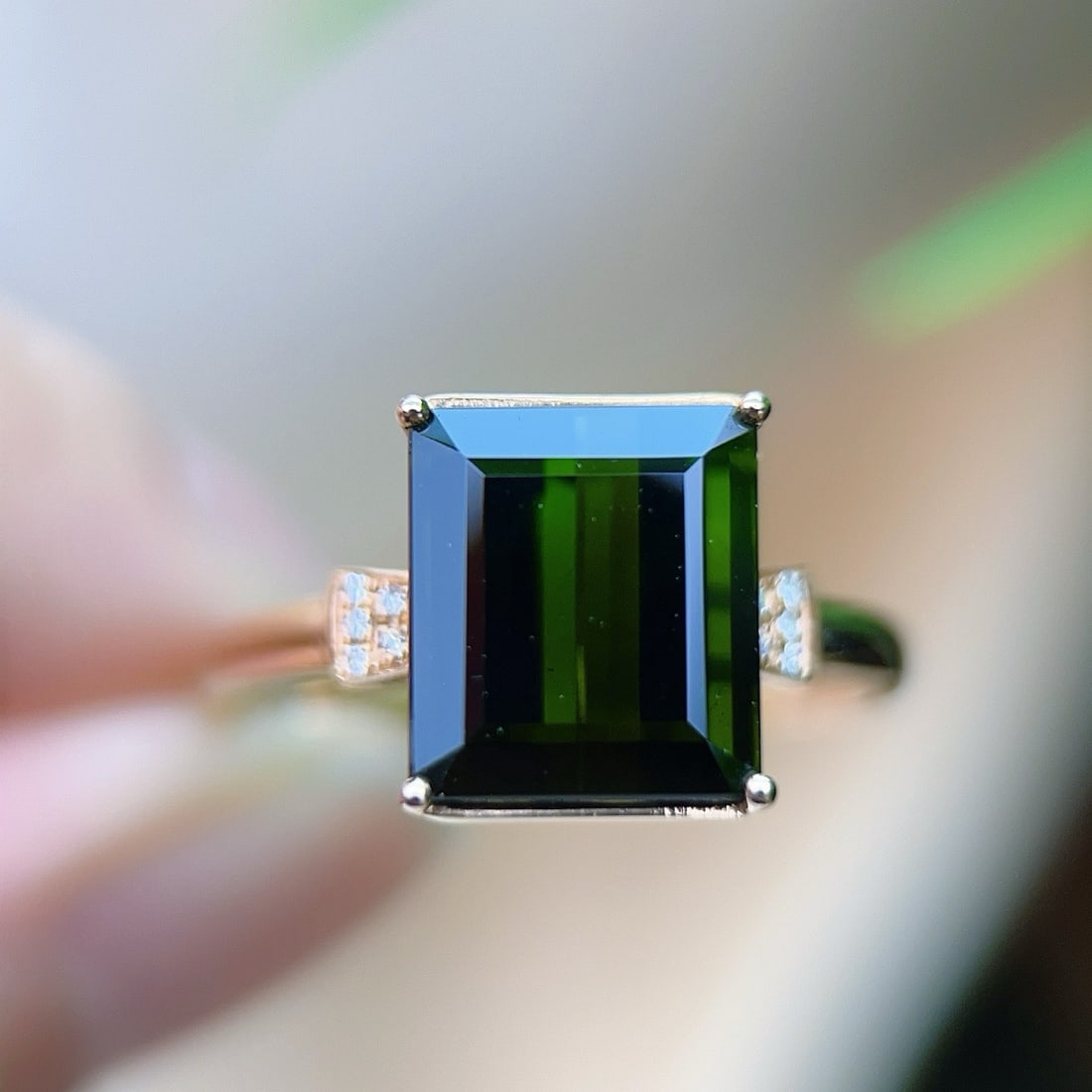 14k Gold 4.53 Ctw Natural Tourmaline & Diamond Ring - 2