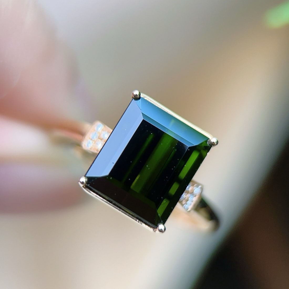 14k Gold 4.53 Ctw Natural Tourmaline & Diamond Ring - 3