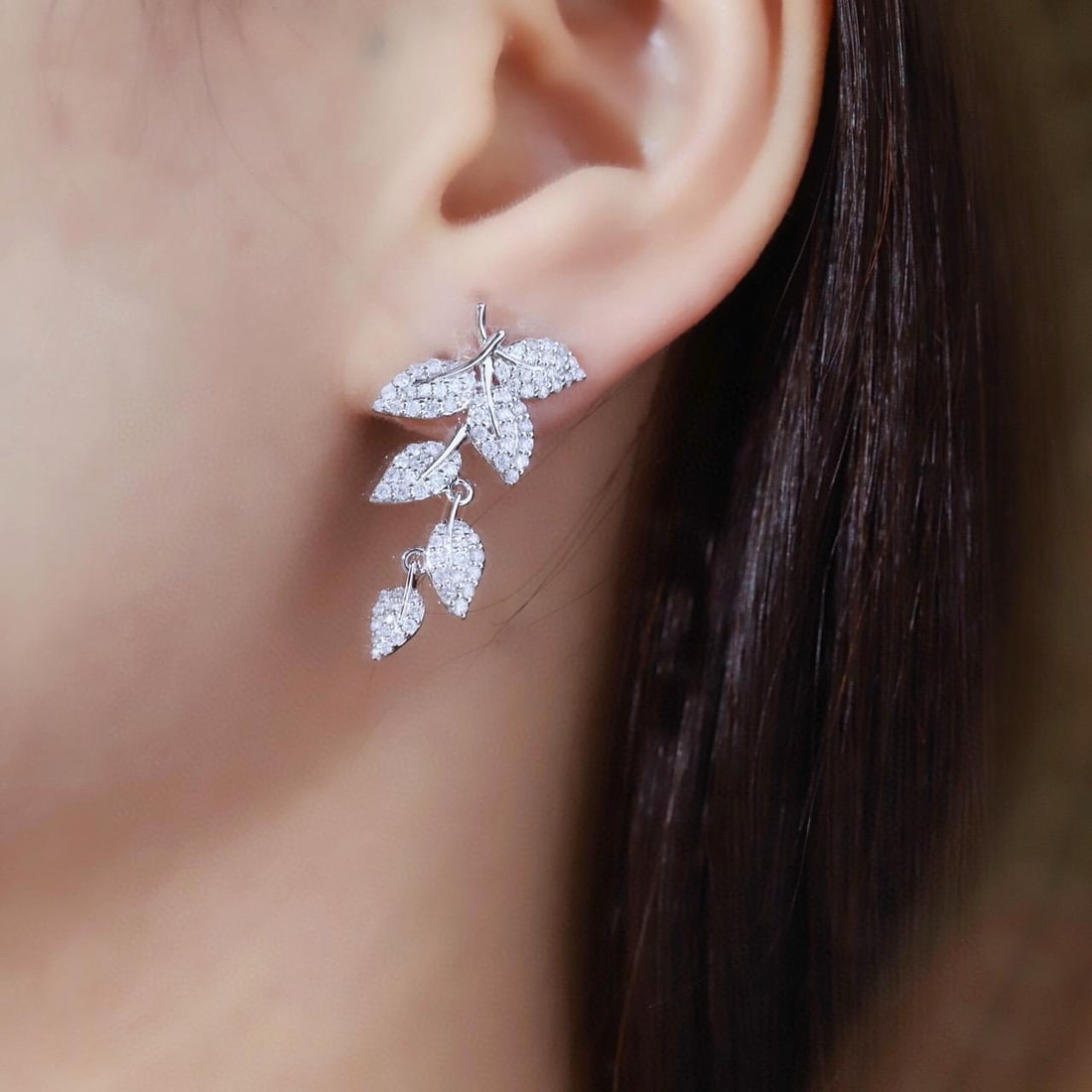 14k Gold 1.1 Ct Natural H Diamond Earrings - 7