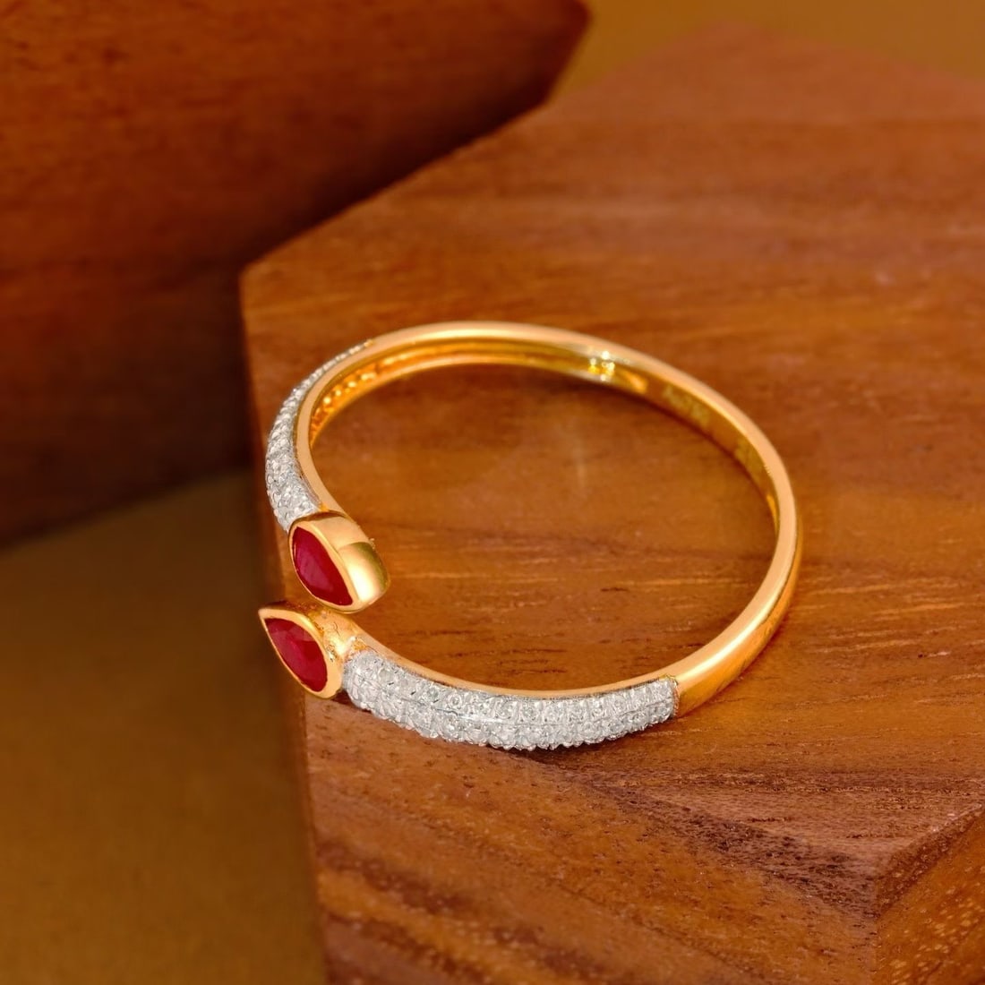 14k Gold 0.54 Ct Natural Ruby & Diamond Ring - 3